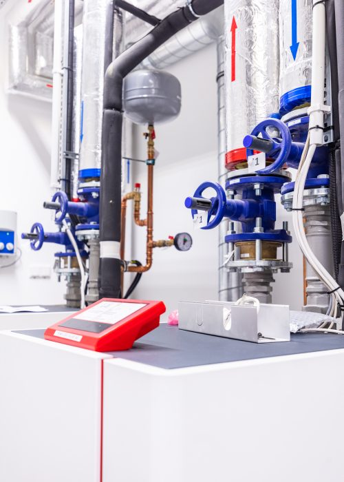 Heat pump room in modern commercial building